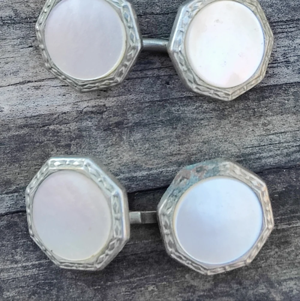 Antique Edwardian Mother Of Pearl Cuff Links